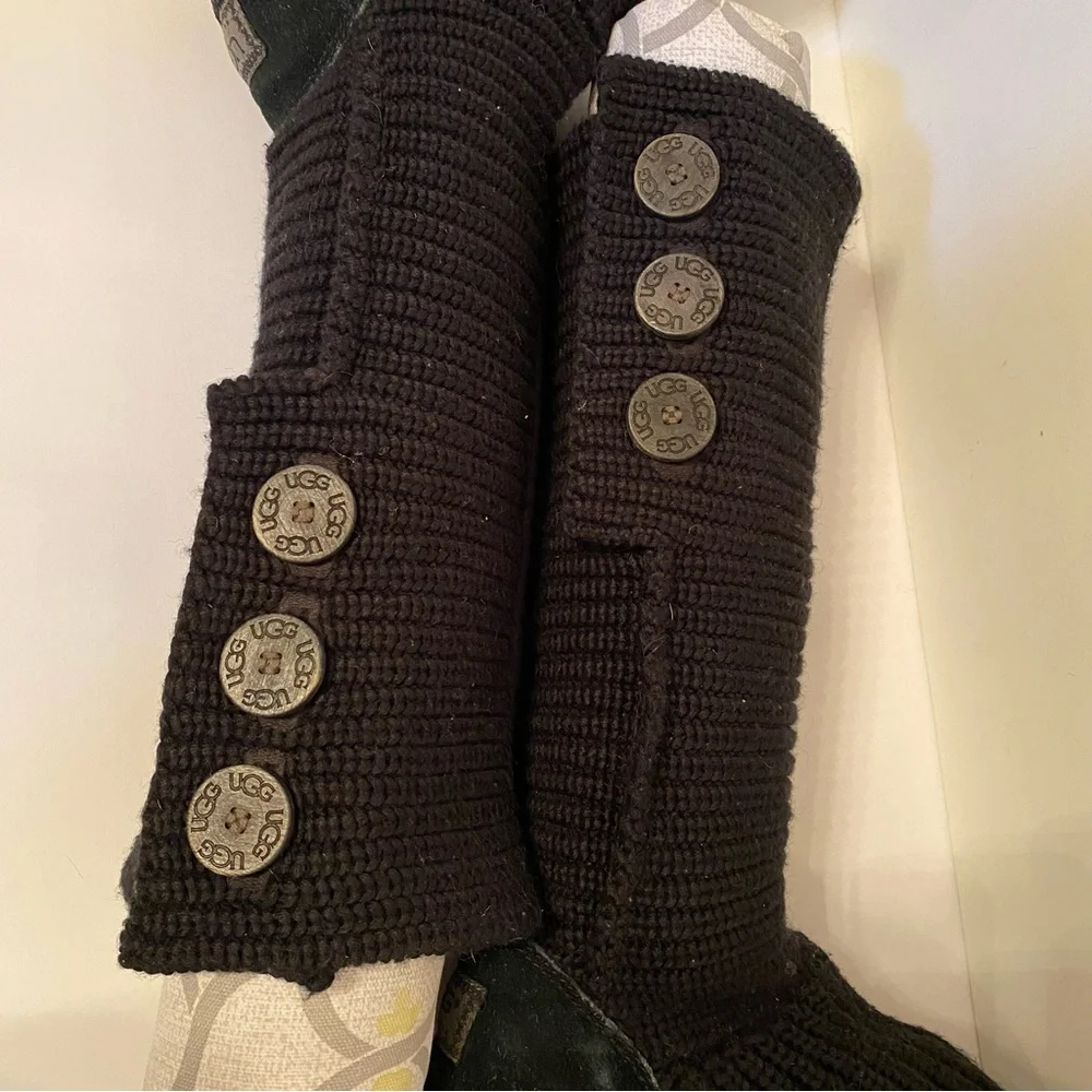 UGG WOMENS BOOTS BLACK CARDY TALL KNIT SIZE 6 WINTER SHOES